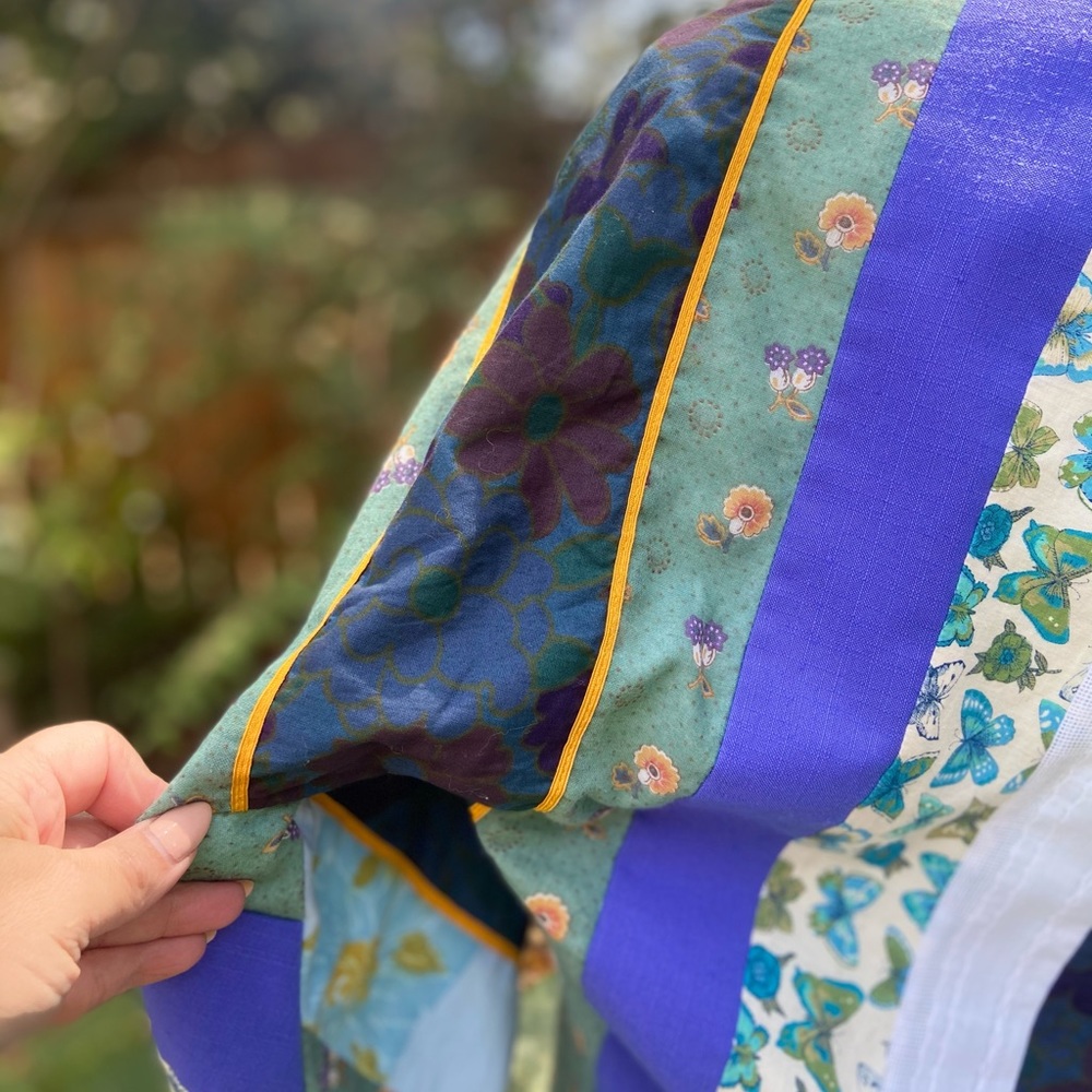 Vintage Purple, Teal & Blue Patchwork Jacket - Picture 15 of 15